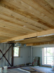 A nice contrast between the wood and the insulated wall panels