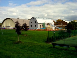 The view from behind the school