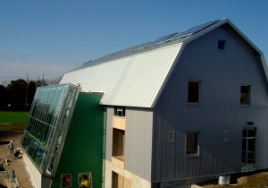 The enclosed Greenhouse space and first solar panels on the roof