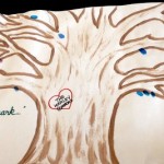 "Leaf your Mark" oak tree with thumbprint "leaves" of everyone who came through