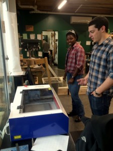 Working to vent the laser cutter...